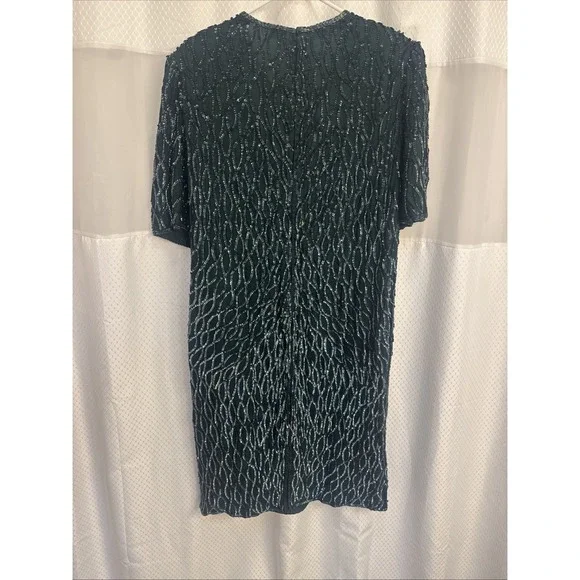 Vintage Scale Women's Dress Silk Sequins Beaded 1X India Gown Formal - Picture 6 of 9